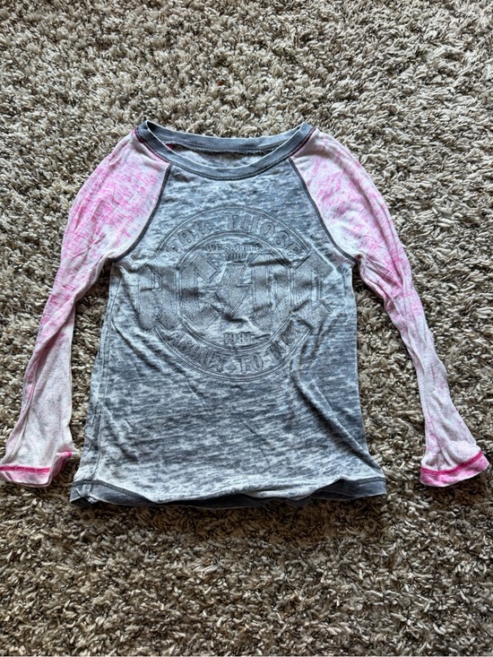 Mudd Other - AC/DC Gray Body with Pink Raglan Long Sleeve Tee